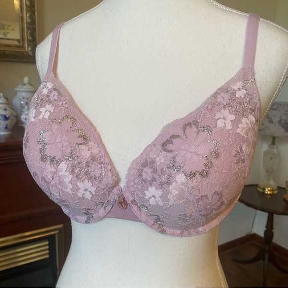 Victoria’s Secret • Lightly Lined Demi Bra • Metallic Floral Lace • 34D - Picture 2 of 8